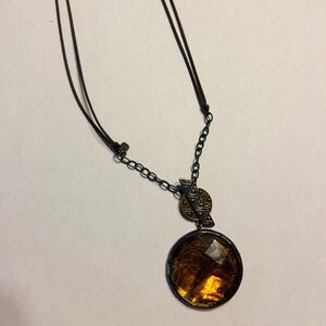 Silpada Amber and Bronze Pendant Necklace